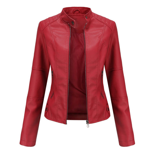 Nerea | Chaqueta Motera Mujer Polipiel Cuello Mao Cremallera