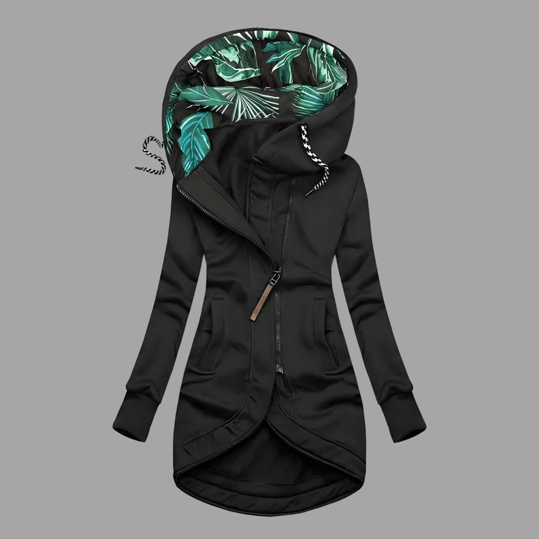 Vera | Chubasquero Impermeable Mujer Largo con Capucha Cremallera Forro Estampado