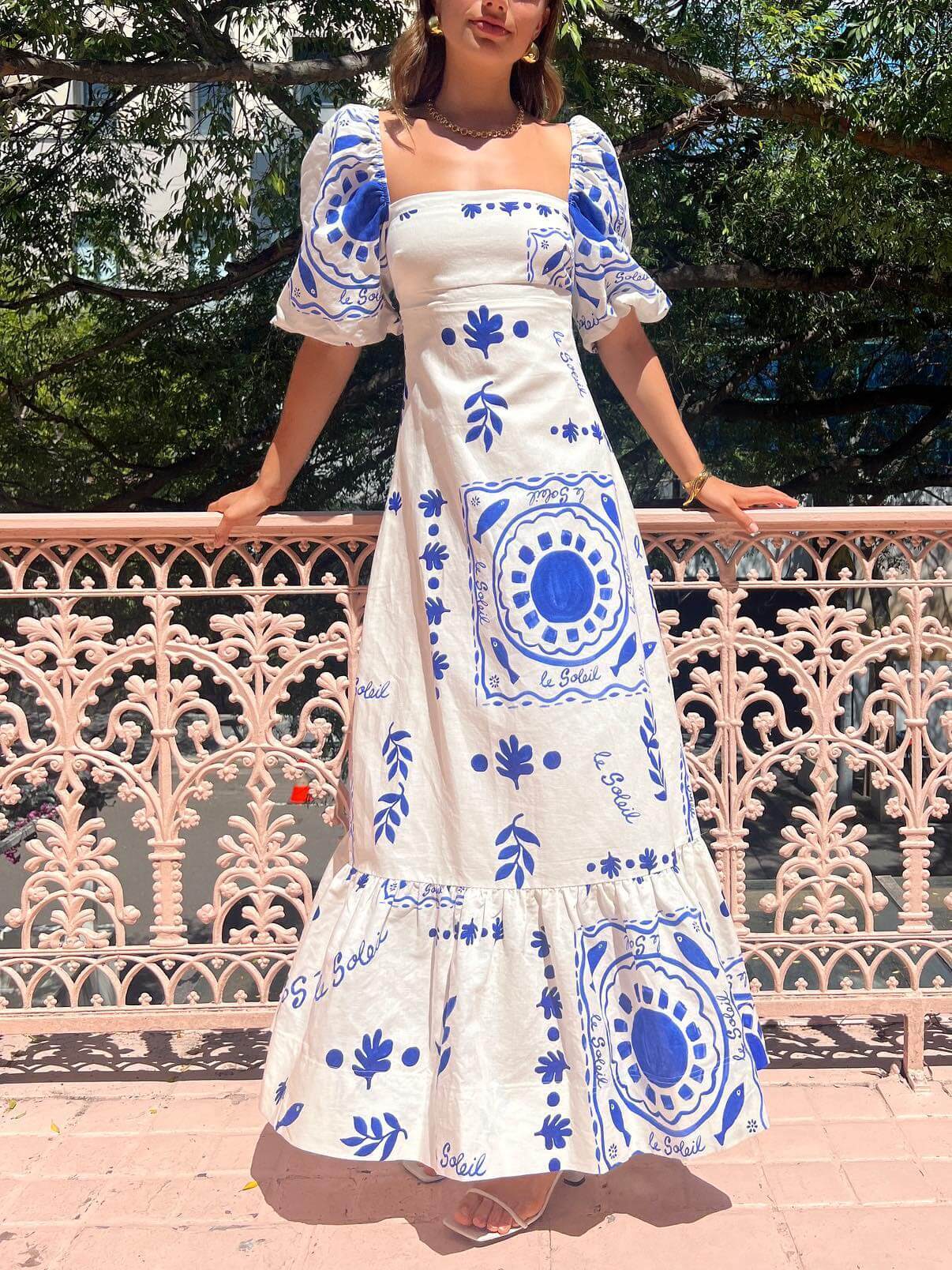 FIORE - VESTIDO LARGO ESTAMPADO