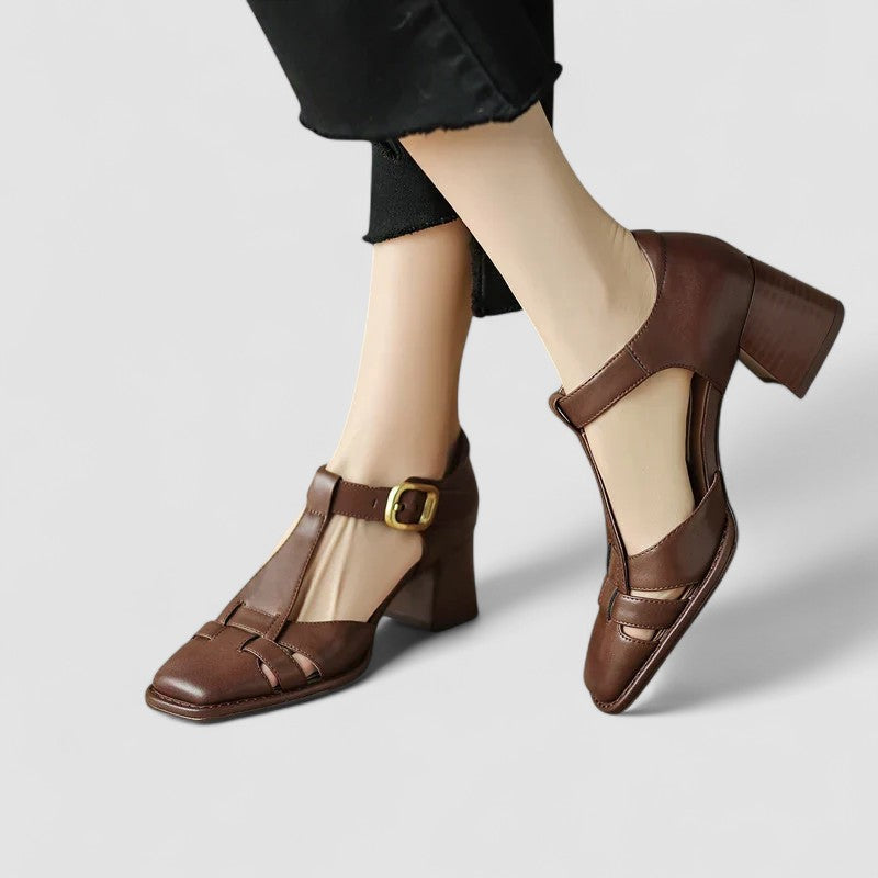 Scarlett | Sandalias T-Strap Ortopédicas con Tacones Bloque