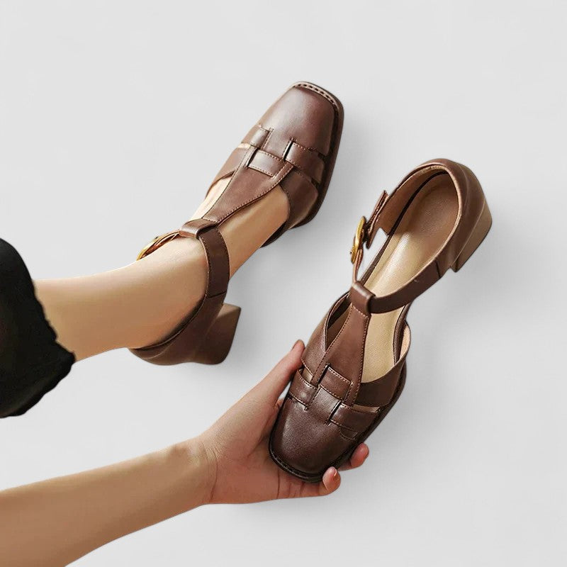 Scarlett | Sandalias T-Strap Ortopédicas con Tacones Bloque