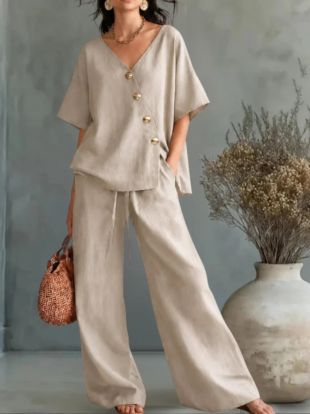 Greta | Conjunto con escote en V y botones