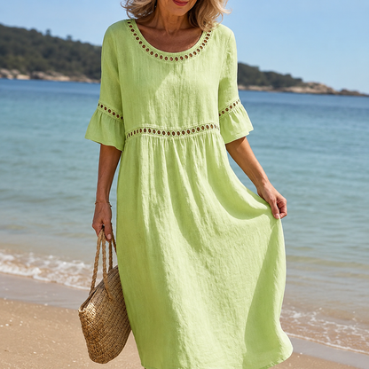 Helena | Vestido Largo de Lino Vientre Plano
