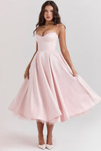 Vestido midi Elsa con falda de tul y tirantes ajustables