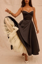 Vestido midi Elsa con falda de tul y tirantes ajustables