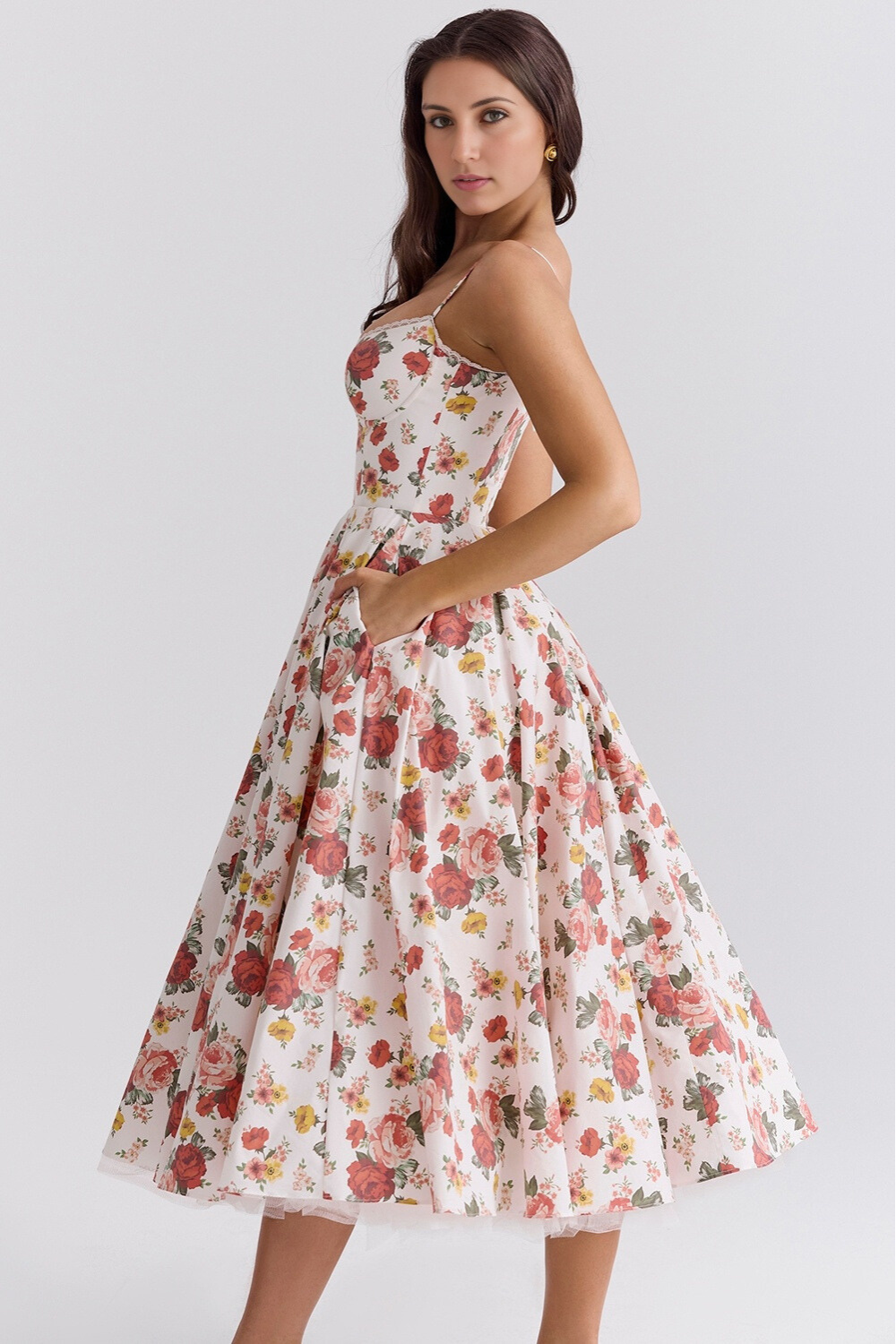 Vestido midi Elsa con falda de tul y tirantes ajustables