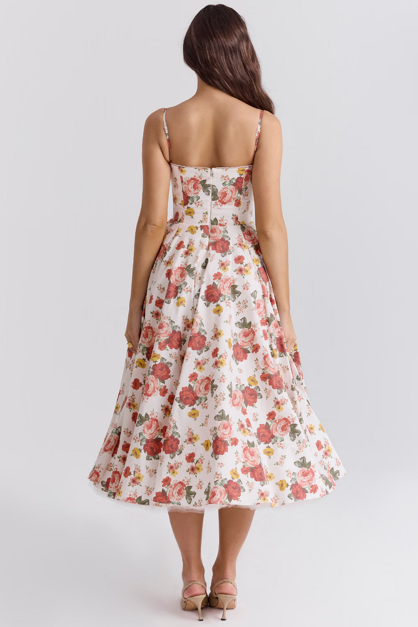 Vestido midi Elsa con falda de tul y tirantes ajustables