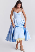 Vestido midi Elsa con falda de tul y tirantes ajustables
