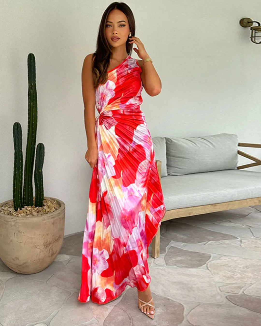 Celeste | Vestido Impreso Vibrante