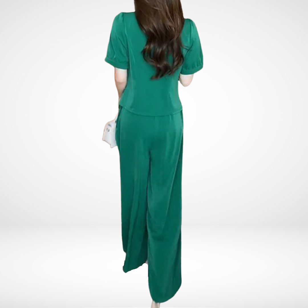 Conjunto Elegante de Manga Corta Elsie™ - Dos Piezas