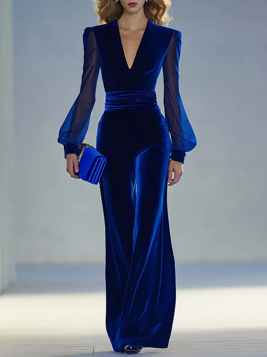 Trisha™ Elegante Mono de Ante con Escote en V