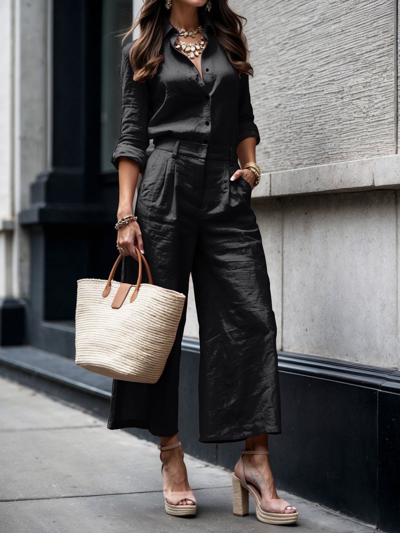 Nelle™ Conjunto Elegante de Camisón y Capri