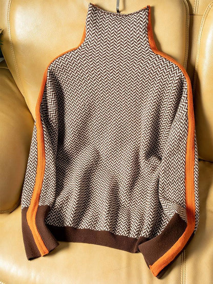 Malú | Jersey de cuello alto con rayas en contraste