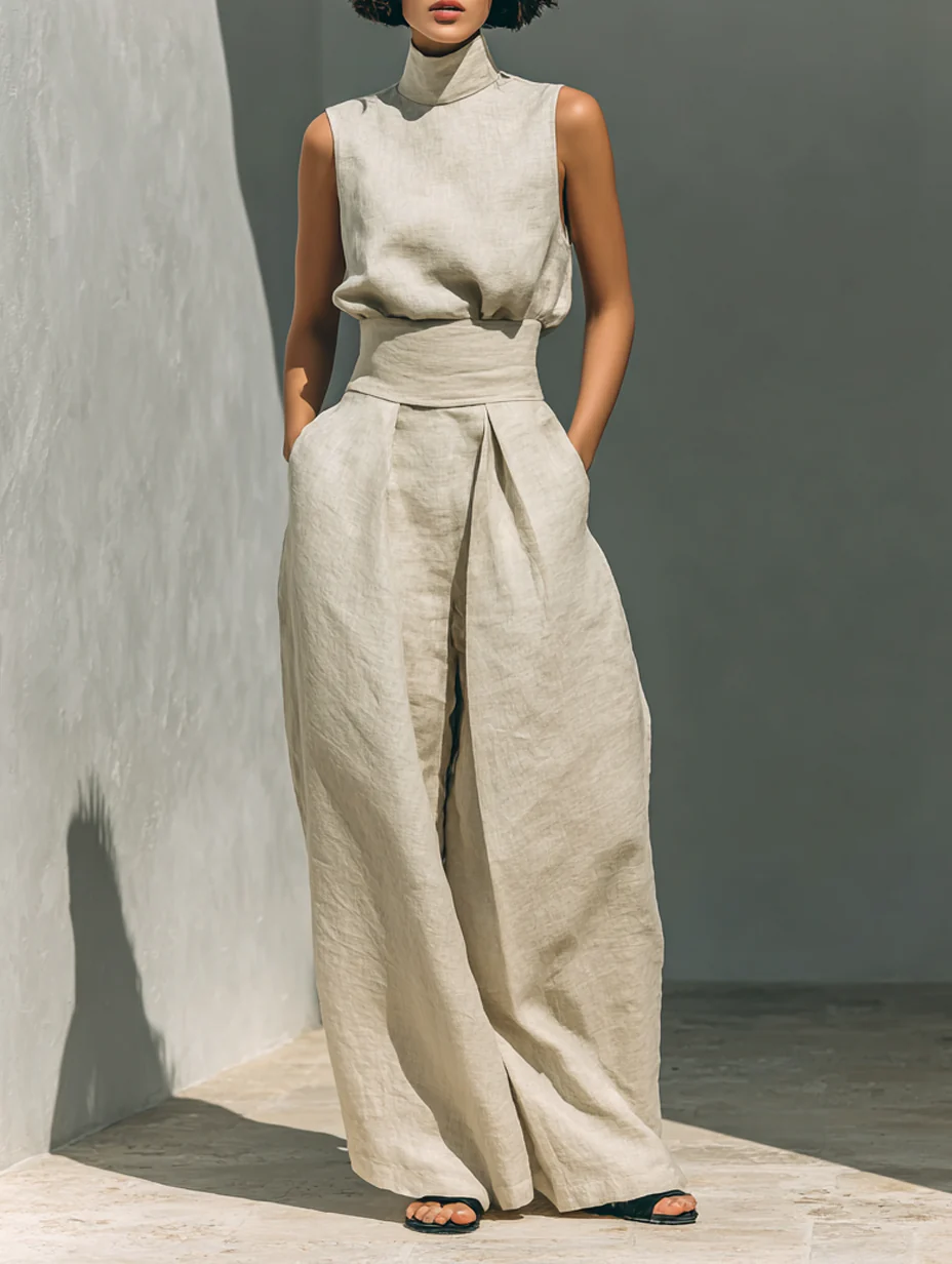 Nuria | Conjunto minimalista de blusa sin mangas