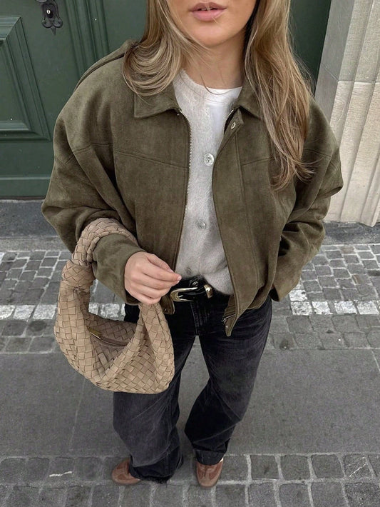 Laia | Chaqueta de Ante Mujer Oversize Cremallera