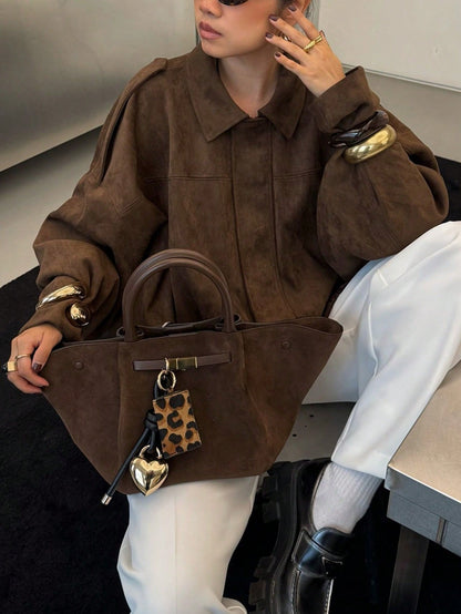 Laia | Chaqueta de Ante Mujer Oversize Cremallera