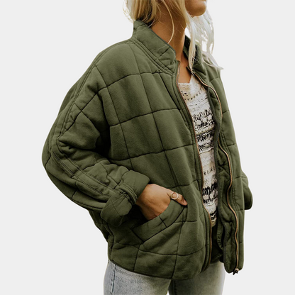 Laura | Chaqueta Acolchada Bomber Mujer Cuello Mao Cremallera