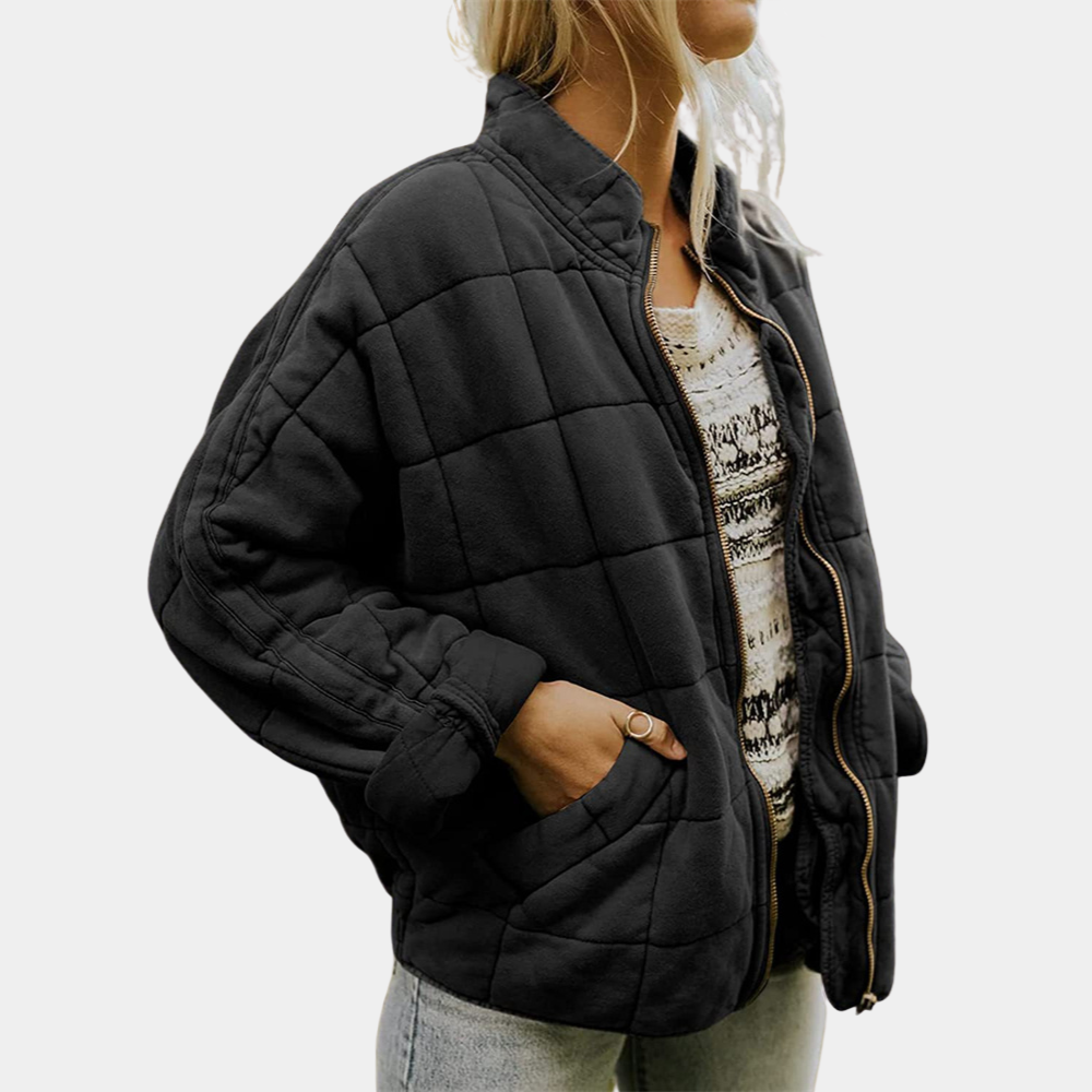 Laura | Chaqueta Acolchada Bomber Mujer Cuello Mao Cremallera