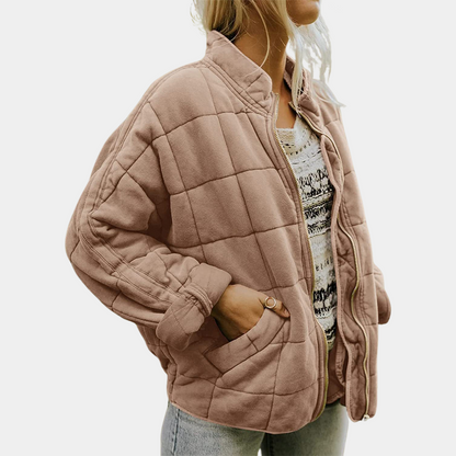 Laura | Chaqueta Acolchada Bomber Mujer Cuello Mao Cremallera