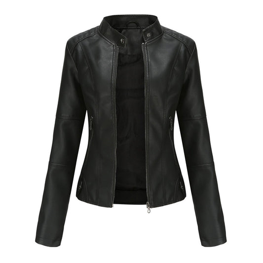 Nerea | Chaqueta Motera Mujer Polipiel Cuello Mao Cremallera
