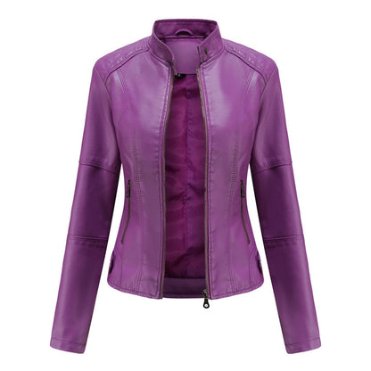Nerea | Chaqueta Motera Mujer Polipiel Cuello Mao Cremallera