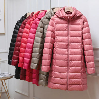 Noelia | Chaqueta de Plumas Larga Mujer con Capucha Acolchada