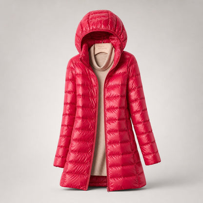 Noelia | Chaqueta de Plumas Larga Mujer con Capucha Acolchada