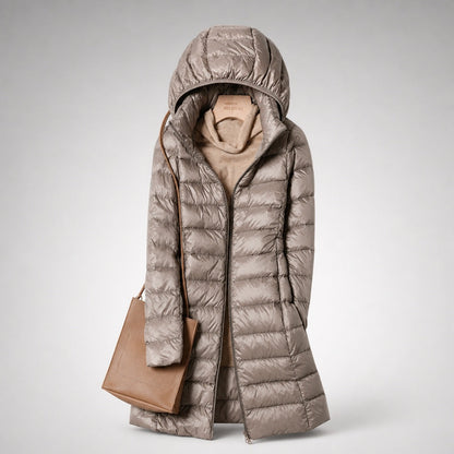 Noelia | Chaqueta de Plumas Larga Mujer con Capucha Acolchada