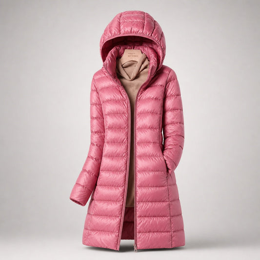 Noelia | Chaqueta de Plumas Larga Mujer con Capucha Acolchada
