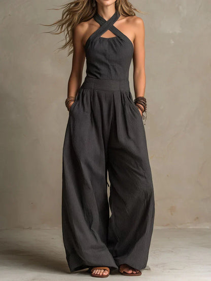 Isabella | Mono largo y fluido con escote halter