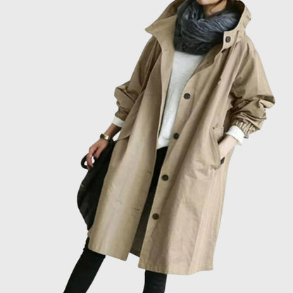 Paloma | Parka Impermeable Larga Mujer con Capucha Corte Amplio