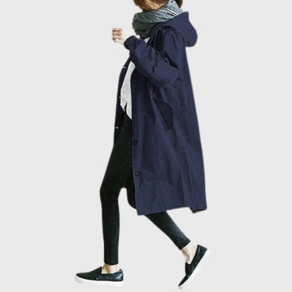 Paloma | Parka Impermeable Larga Mujer con Capucha Corte Amplio