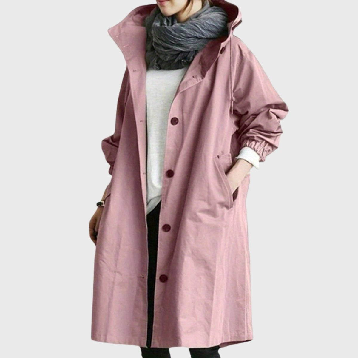Paloma | Parka Impermeable Larga Mujer con Capucha Corte Amplio