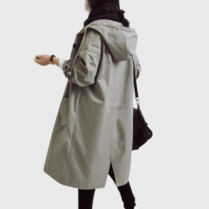 Paloma | Parka Impermeable Larga Mujer con Capucha Corte Amplio