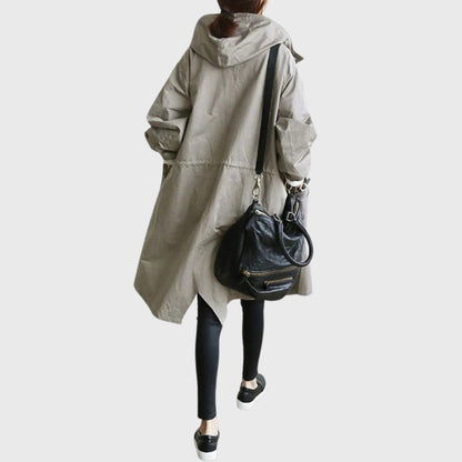 Paloma | Parka Impermeable Larga Mujer con Capucha Corte Amplio