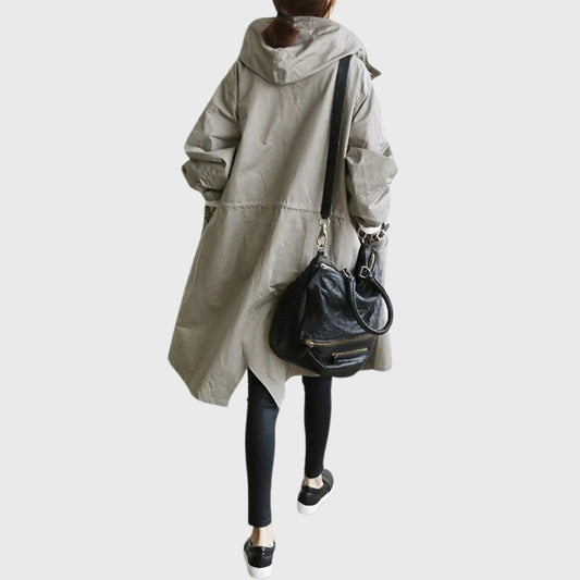 Paloma | Parka Impermeable Larga Mujer con Capucha Corte Amplio