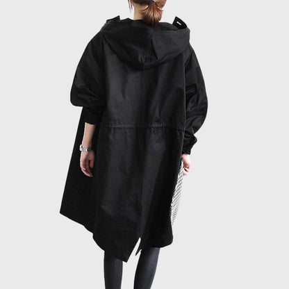 Paloma | Parka Impermeable Larga Mujer con Capucha Corte Amplio
