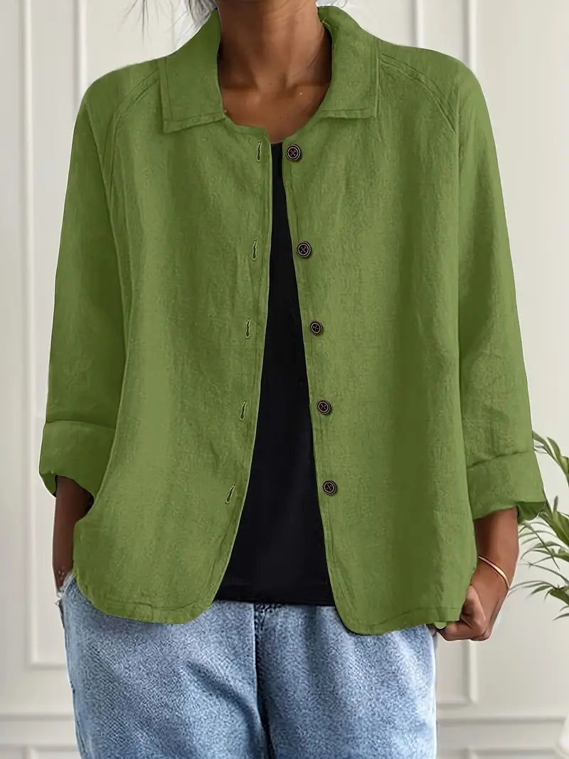 Remedios | Chaqueta de Lino con Botones Mujer Manga Larga