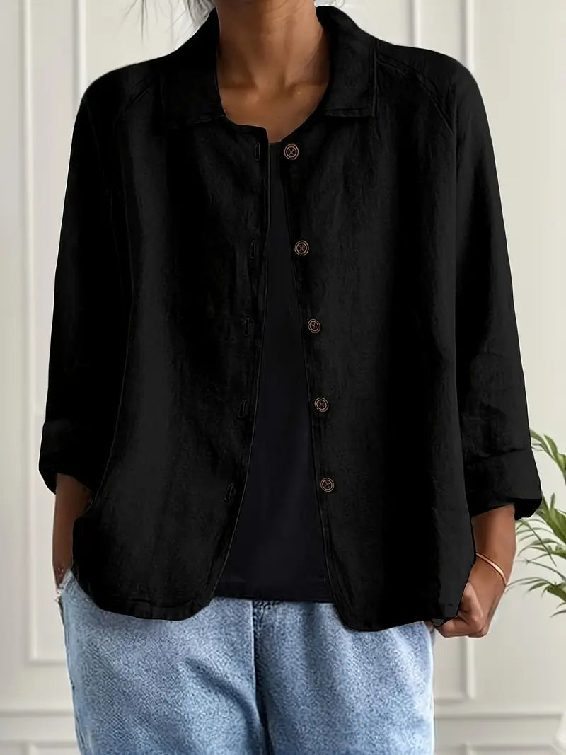 Remedios | Chaqueta de Lino con Botones Mujer Manga Larga