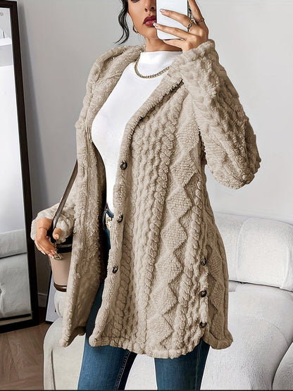 Remedios | Forro Polar con Capucha Mujer Oversize Botones