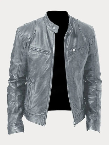 Sonia | Chaqueta de Cuero Biker Mujer Cuello Mao Cremalleras