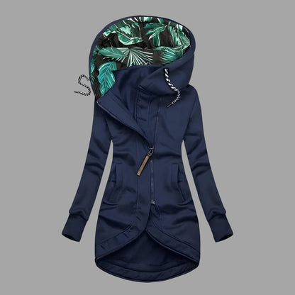 Vera | Chubasquero Impermeable Mujer Largo con Capucha Cremallera Forro Estampado