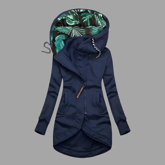 Vera | Chubasquero Impermeable Mujer Largo con Capucha Cremallera Forro Estampado