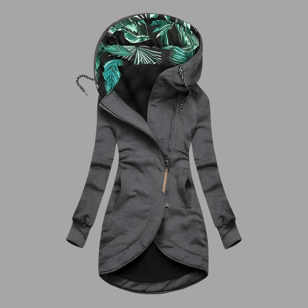 Vera | Chubasquero Impermeable Mujer Largo con Capucha Cremallera Forro Estampado