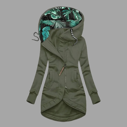 Vera | Chubasquero Impermeable Mujer Largo con Capucha Cremallera Forro Estampado