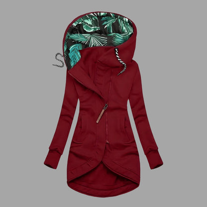 Vera | Chubasquero Impermeable Mujer Largo con Capucha Cremallera Forro Estampado
