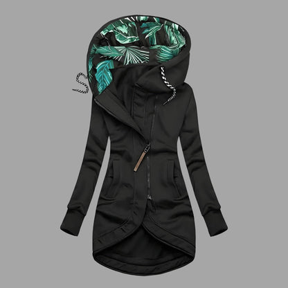 Vera | Chubasquero Impermeable Mujer Largo con Capucha Cremallera Forro Estampado